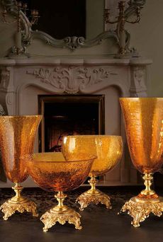 Euroluce Lampadari BAROCCO Elliptical tray / Amber - Gold - ваза производства Италии: фото, описание, характеристики, цена, отзывы