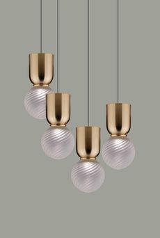 Euroluce Lampadari ATLAS S4 / Satin gold - Satin transparent - подвесной светильник производства Италии: фото, описание, характеристики, цена, отзывы