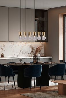 Euroluce Lampadari ATLAS S6 / Satin gold - Satin transparent - подвесной светильник производства Италии: фото, описание, характеристики, цена, отзывы