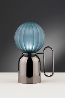 Euroluce Lampadari ATLAS lamp / Black Nickel - Satin Aquamarine - настольная лампа производства Италии: фото, описание, характеристики, цена, отзывы