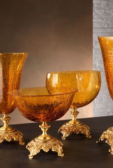 Euroluce Lampadari BAROCCO Small vase / Amber - Gold - ваза производства Италии: фото, описание, характеристики, цена, отзывы