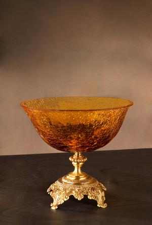 Euroluce Lampadari BAROCCO Centrepiece / Amber - Gold - ваза производства Италии: фото, описание, характеристики, цена, отзывы